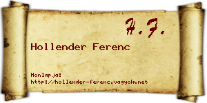 Hollender Ferenc névjegykártya